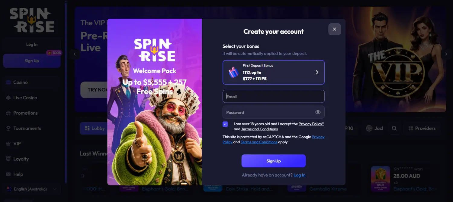 spinrise-registration-page